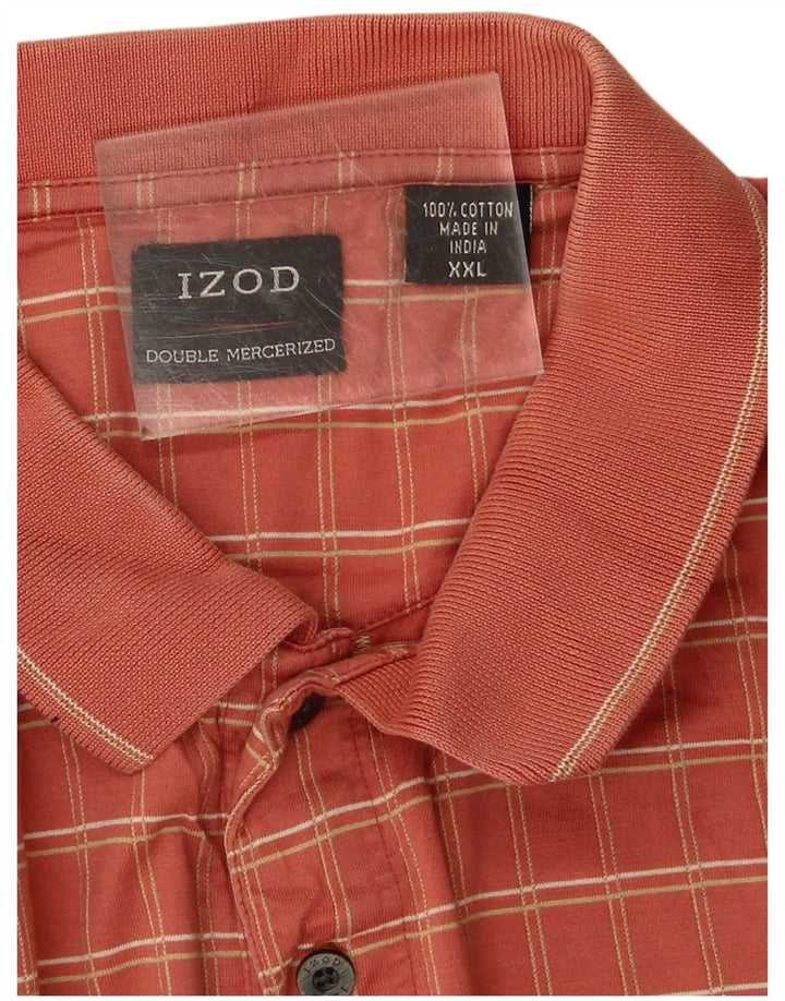 Izod Polo Hombre 2XL Algodón A Cuadros Naranja