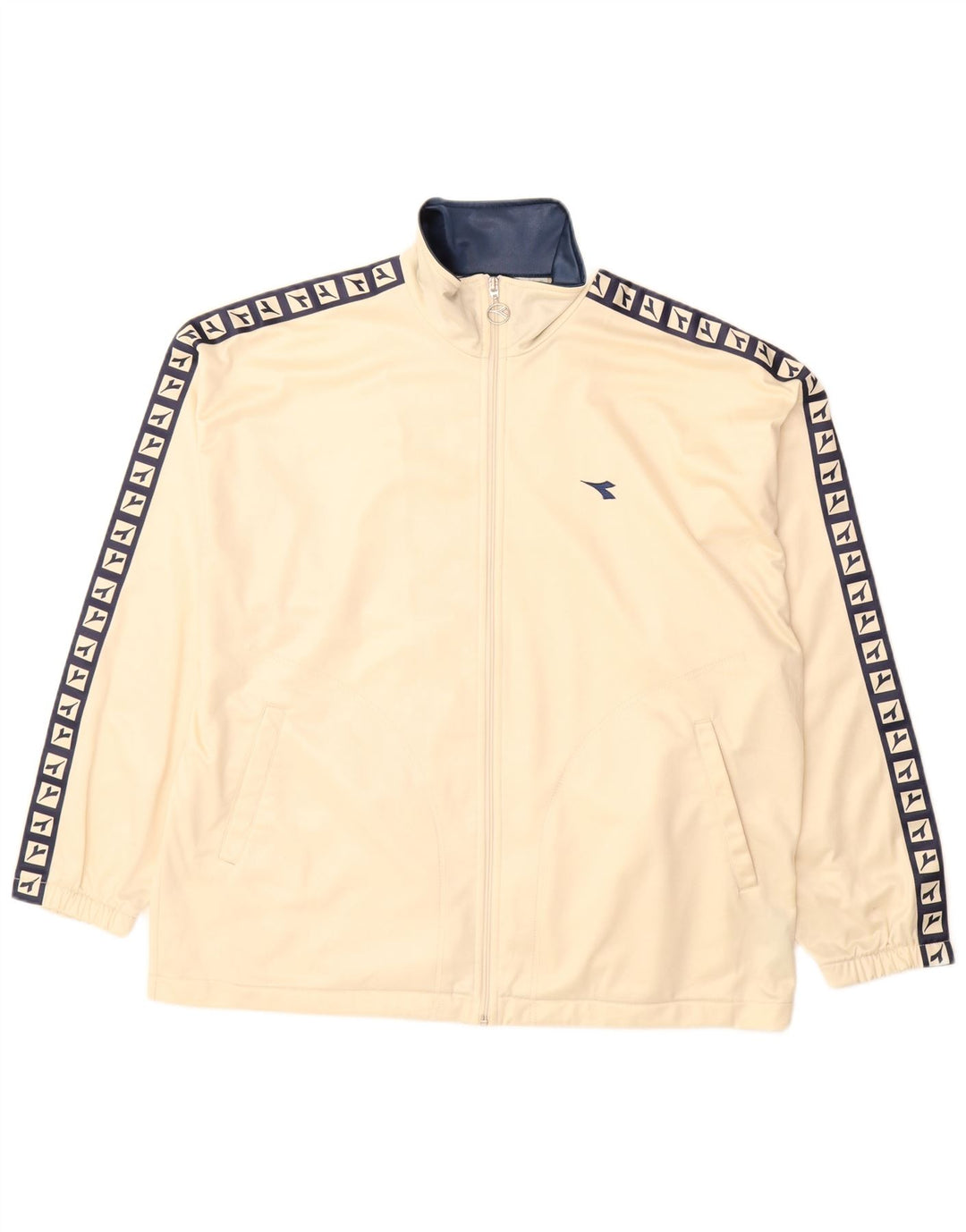 Diadora Chaqueta de chándal con gráfico extragrande para mujer, talla 40, color beige