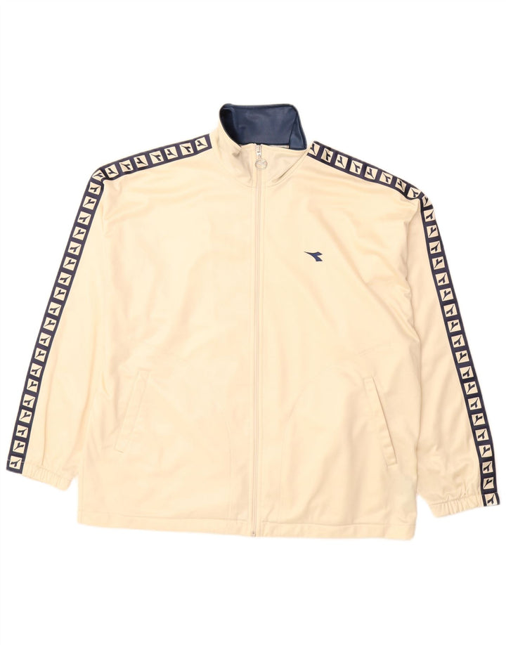 Diadora Chaqueta de chándal con gráfico extragrande para mujer, talla 40, color beige