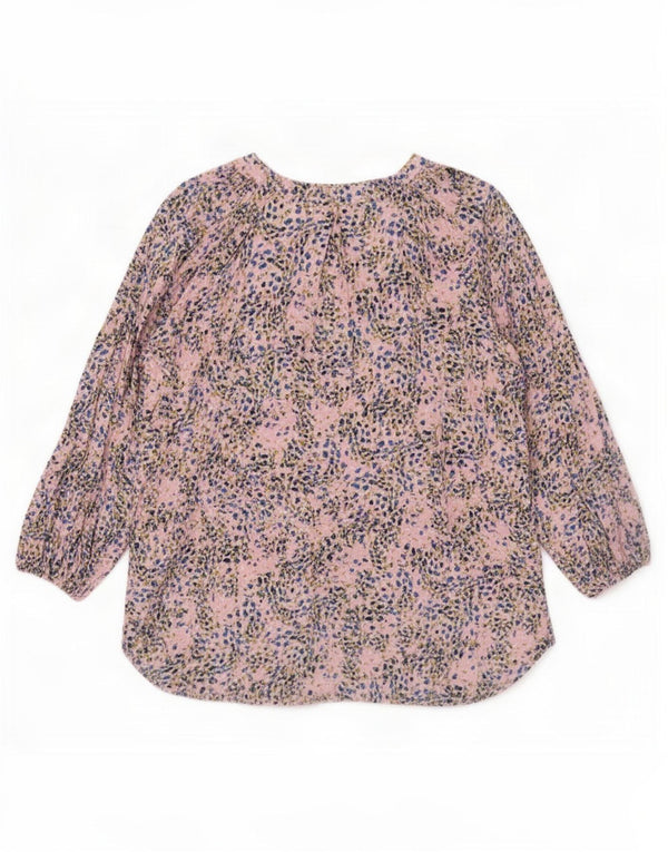 NRBY Womens Loose Fit 3/4 Sleeve Blouse Top UK 14 Medium Pink Spotted