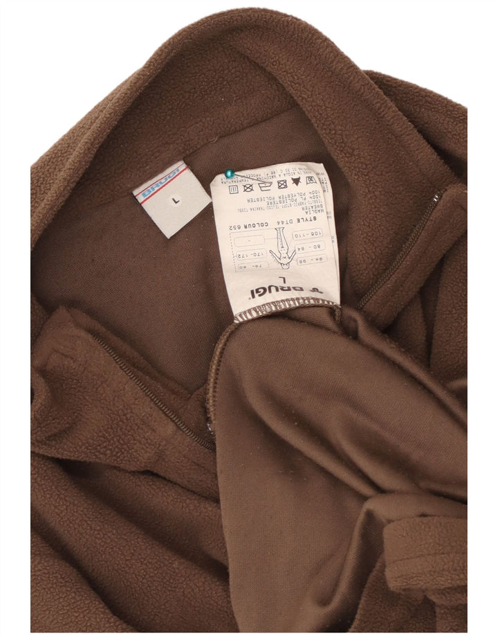 Brugi Jersey de forro polar con cuello y cremallera para mujer UK 44 Grande Poliéster marrón
