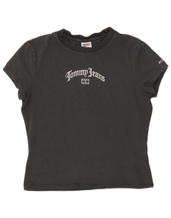 Tommy Hilfiger Camiseta corta con gráfico para mujer UK 40 Grande Algodón gris