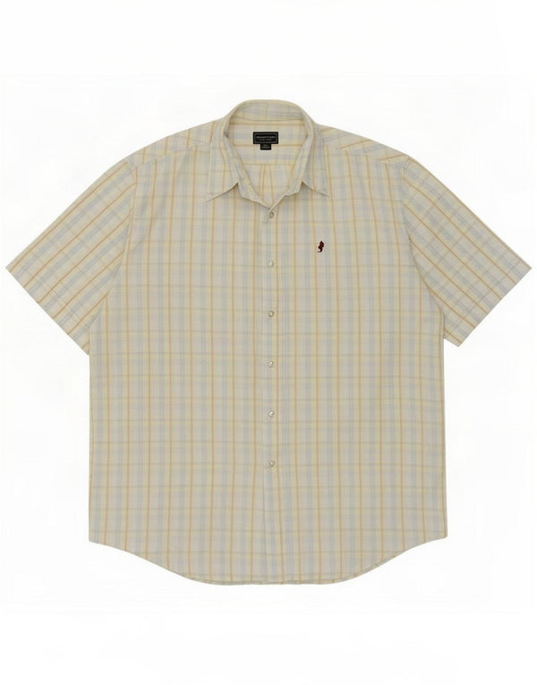 Camisa de manga corta Marlboro Classics para hombre 3XL Cuadros amarillos