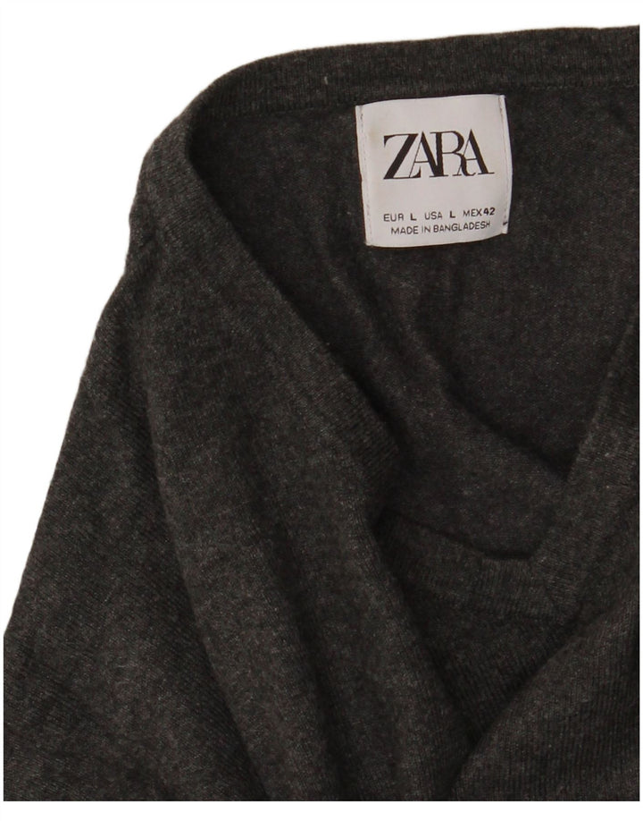 Zara Hombre Jersey Con Cuello En V Jersey Grande Gris