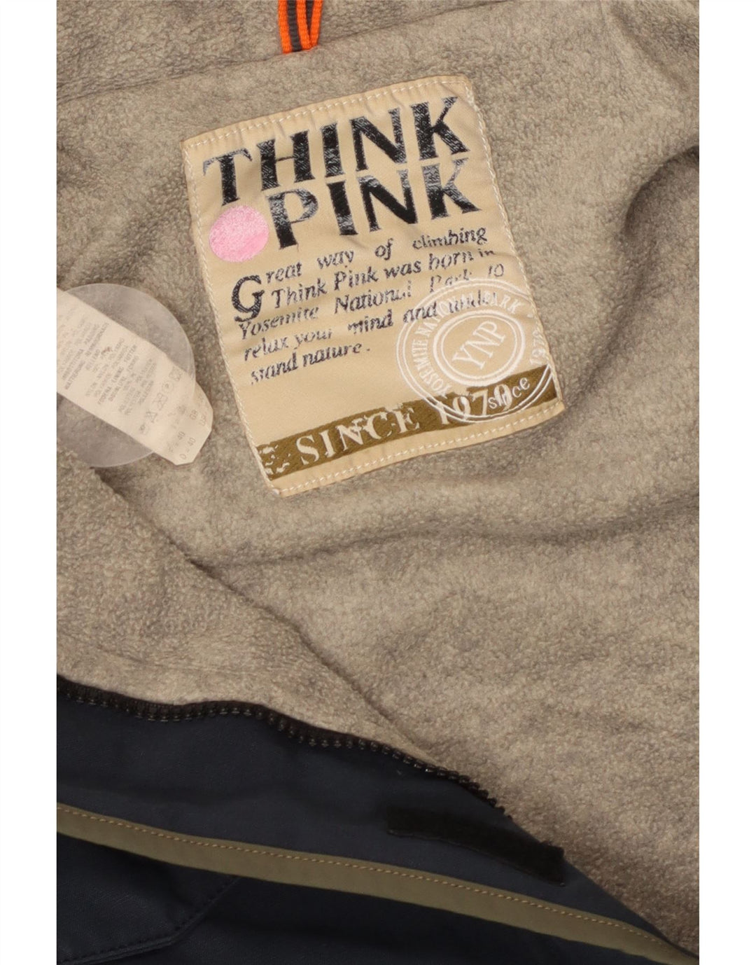 Think Pink Chaqueta Parka con Capucha para Mujer UK 44 Mediana Azul Marino Algodón