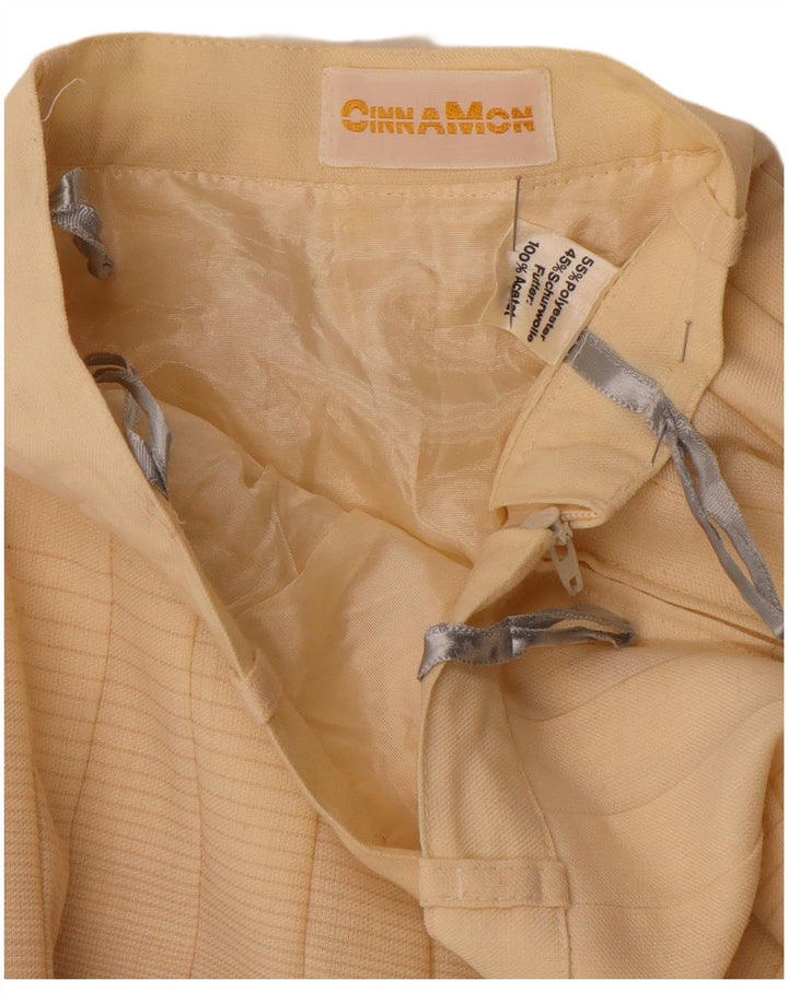 Vintage mujer cuchillo falda plisada W26 pequeño poliéster a rayas beige