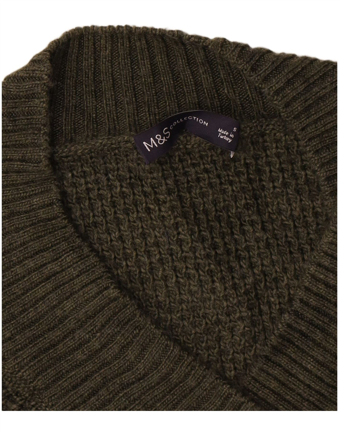 Marks & Spencer Suéter tipo jersey de gran tamaño con cuello en V para mujer UK 10 Small Green