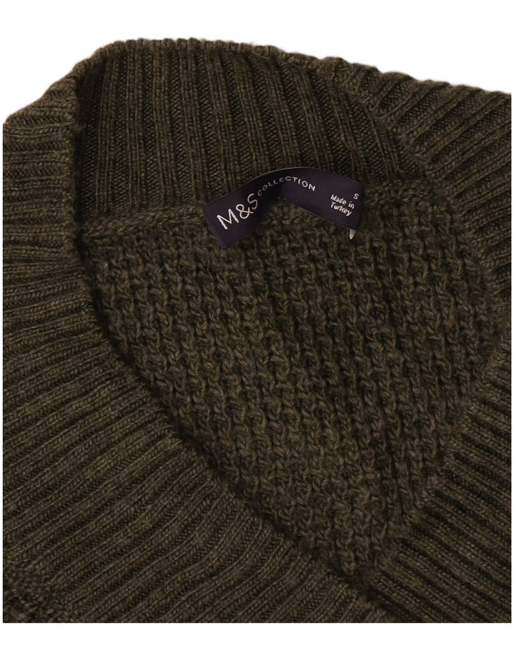 Marks & Spencer Suéter tipo jersey de gran tamaño con cuello en V para mujer UK 10 Small Green