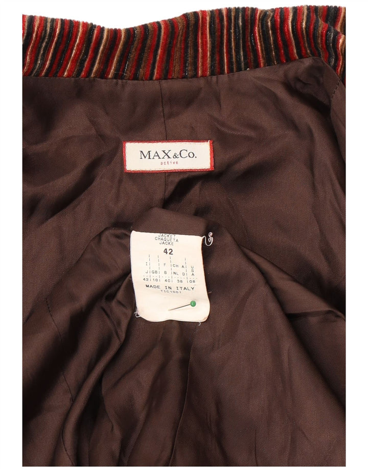 Max & Co. Chaqueta tipo blazer de 3 botones para mujer UK 10 Small Borgoña a rayas