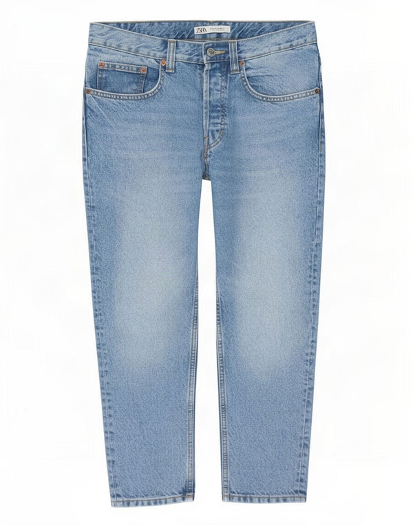 Zara Hombre Vaqueros Cropped Medio W31 L25 Algodón Azul