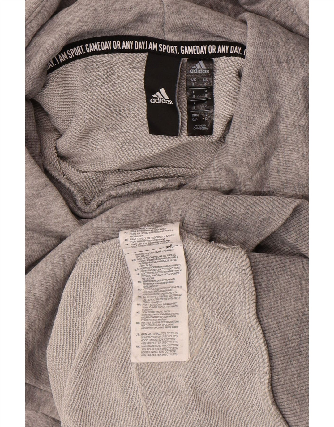 Adidas Hombre Sudadera Con Capucha Gráfica Jersey Pequeño Gris Algodón