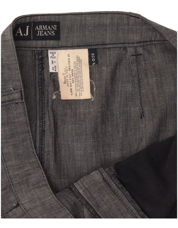 Armani Mujer Falda Recta IT 46 Grande W32 Algodón Gris