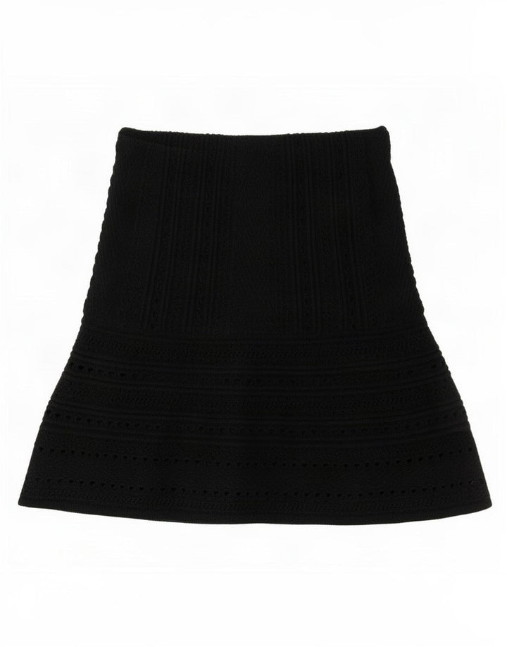 Zara Mujer Minifalda De Punto Mediana W28 Algodón Negro