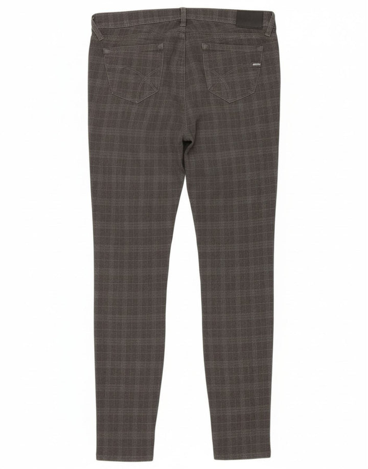 Pantalones informales ajustados para mujer Gas W28 L32 Poliéster a cuadros grises