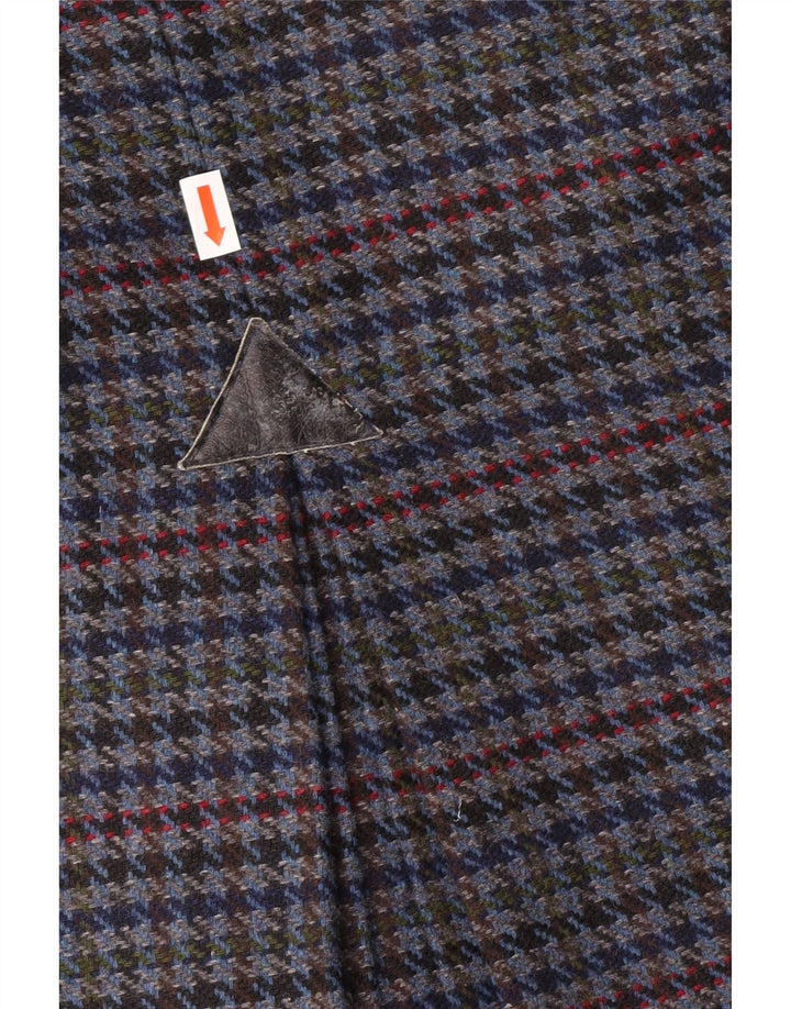 Falda lápiz vintage para mujer Reino Unido 14 Mediano W28 Pata de gallo azul