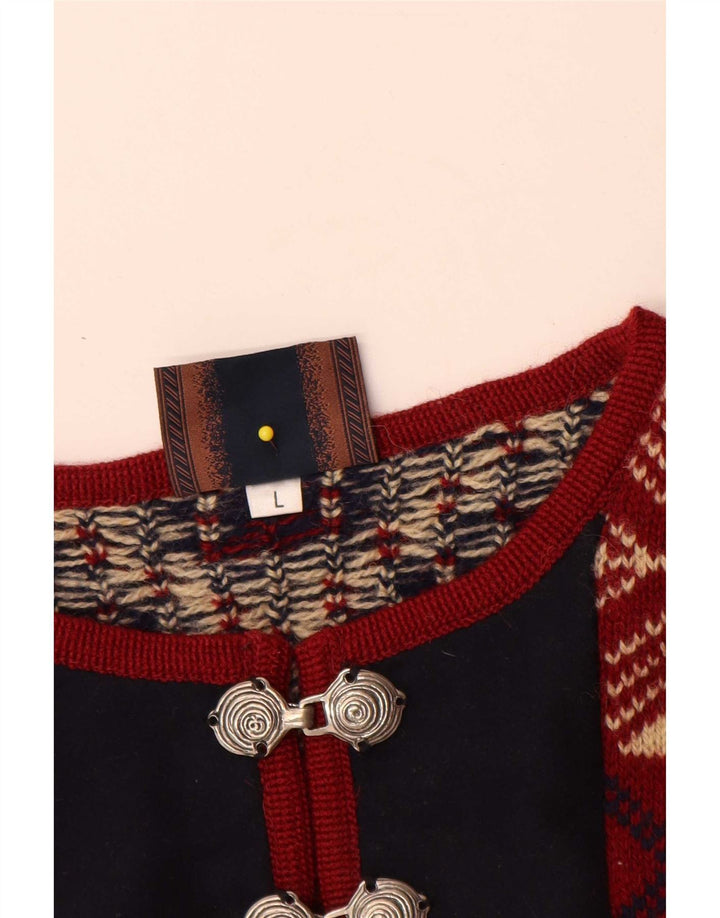 Sondre - Jersey de cuello redondo para hombre, talla grande, color rojo, lana Fair Isle