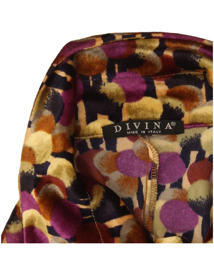 Divina Blusa camisera de terciopelo para mujer UK 42 Mediana con lunares multicolores