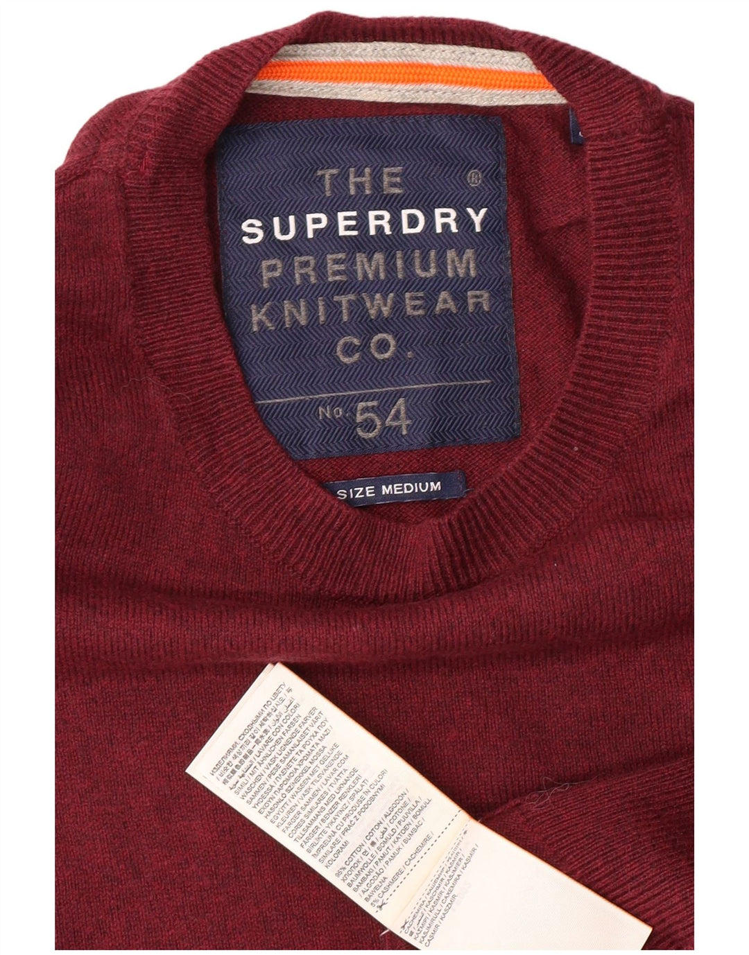 SUPERDRY Jersey de cuello redondo para hombre de algodón granate medio