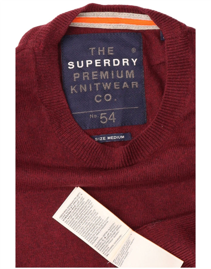 SUPERDRY Jersey de cuello redondo para hombre de algodón granate medio