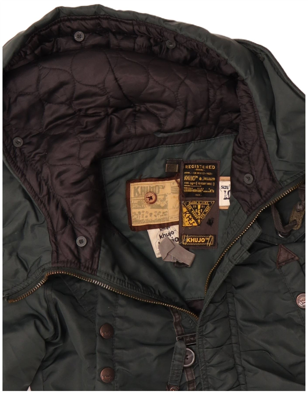 KHUJO Parka con capucha para hombre UK 38 Medium Green