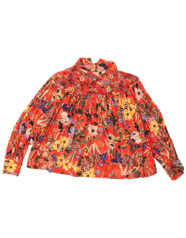 French Connection Blusa de manga larga para mujer UK 46 Grande Rojo Floral