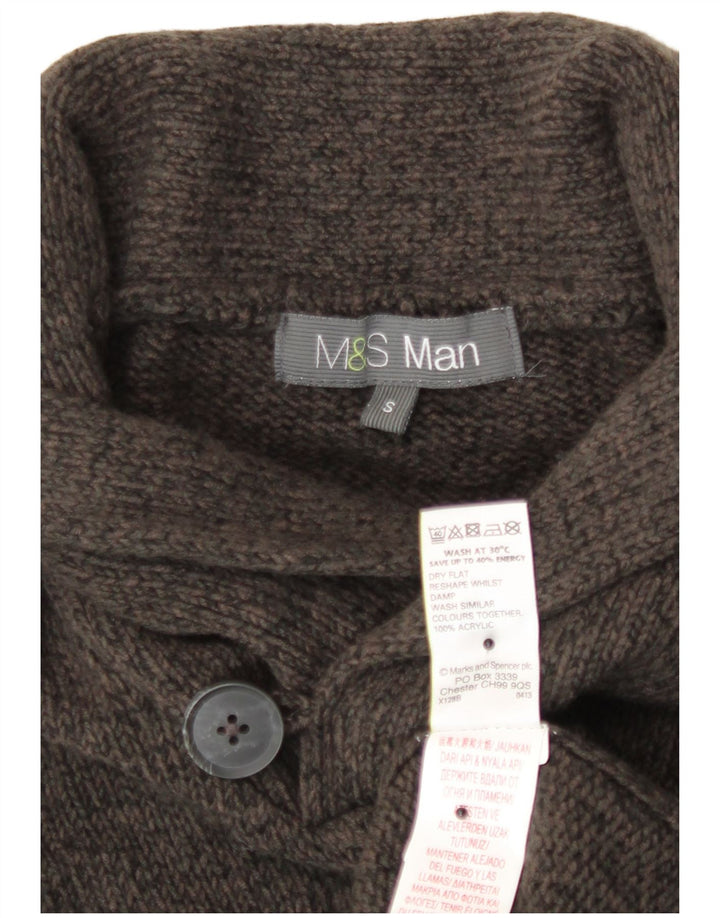 Marks & Spencer Suéter con Cuello Chal para Hombre Pequeño Acrílico Moteado Marrón Pequeño