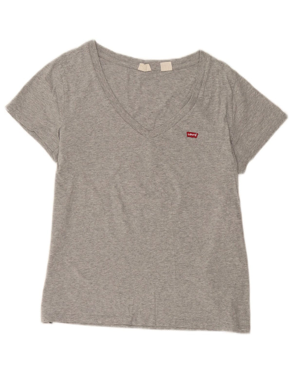 Levi's Camiseta para mujer Top UK 44 Grande Algodón moteado gris