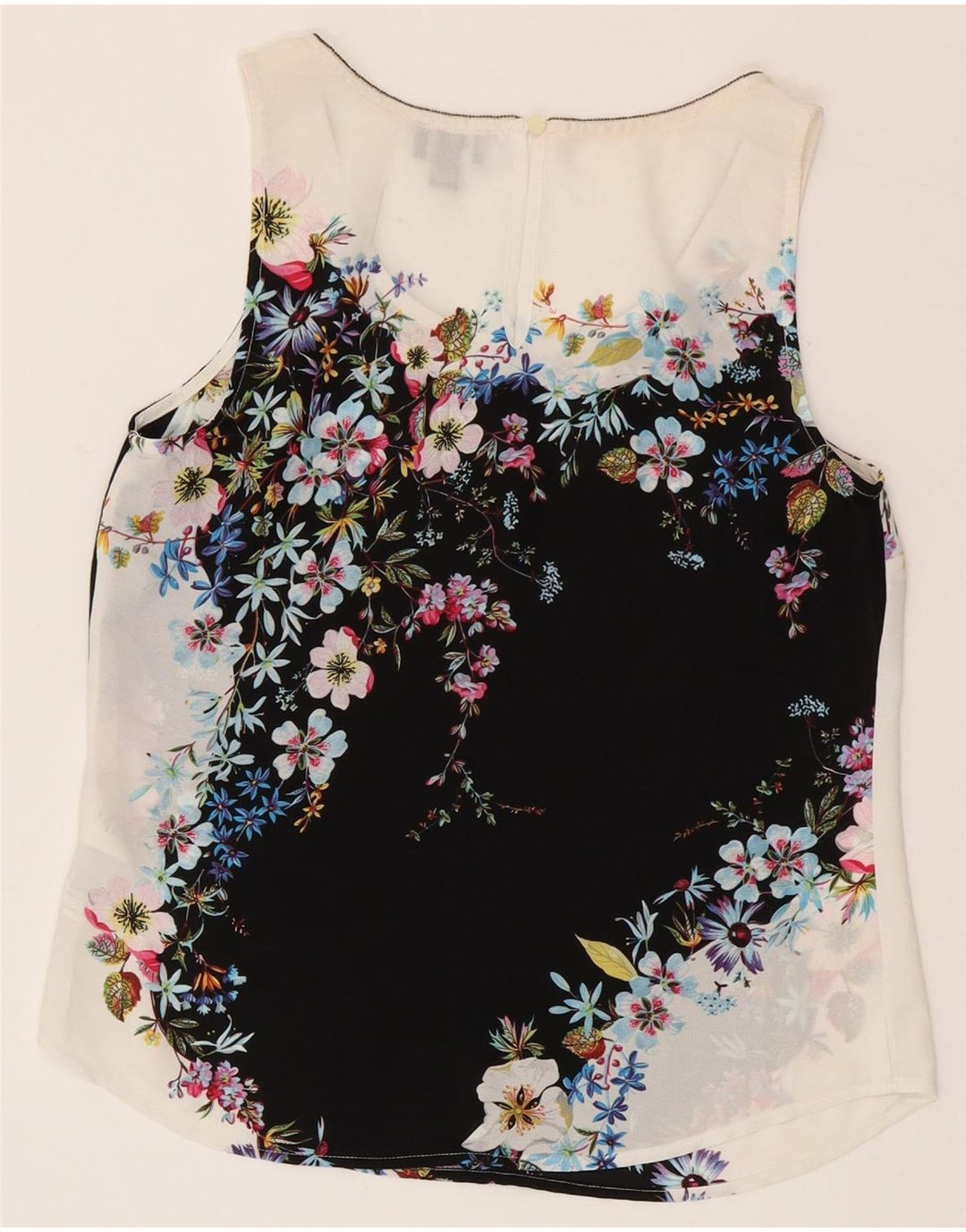 Oasis Blusa sin mangas para mujer Top UK 8 Small White Floral Poliéster