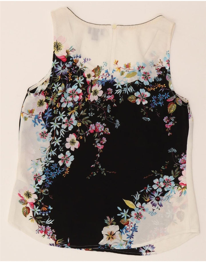 Oasis Blusa sin mangas para mujer Top UK 8 Small White Floral Poliéster