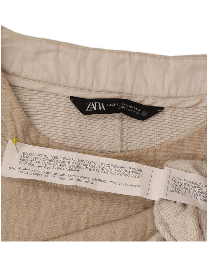 Zara Mujer Blusa Extragrande Top UK 6 XS Algodón Beige