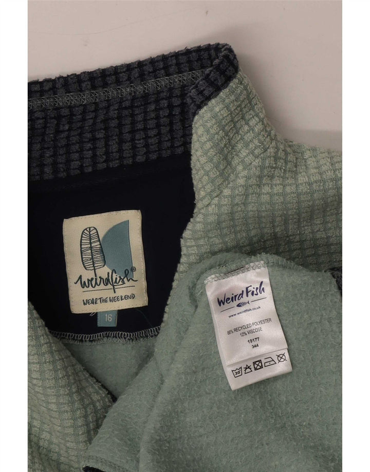 Weird Fish Jersey de forro polar con cuello y cremallera para mujer UK 46 Poliéster verde grande
