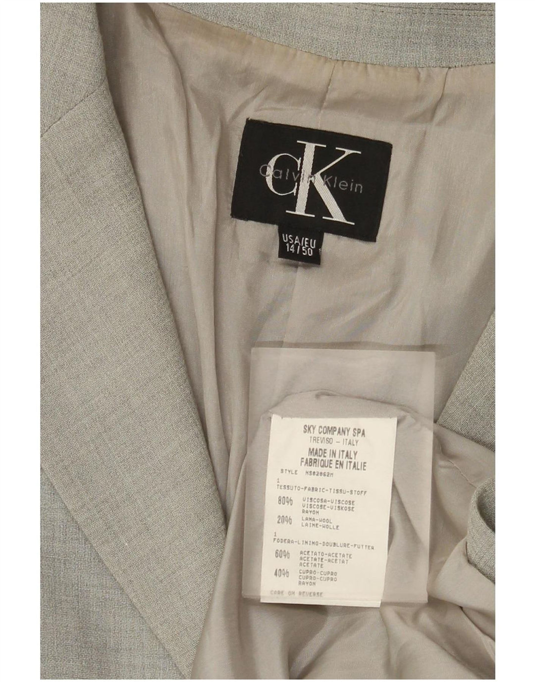 Calvin Klein Chaqueta Blazer de 3 Botones para Mujer US 14 XL Viscosa Gris