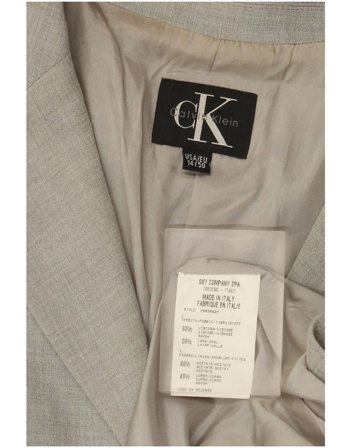 Calvin Klein Chaqueta Blazer de 3 Botones para Mujer US 14 XL Viscosa Gris