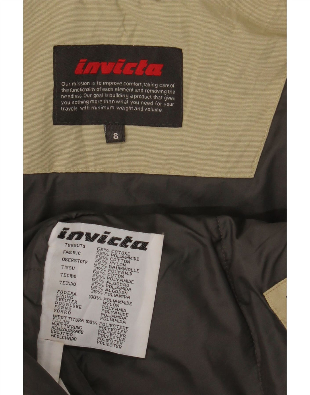 Invicta Chaqueta acolchada de manga 3/4 para mujer UK 8 Small Beige Cotton