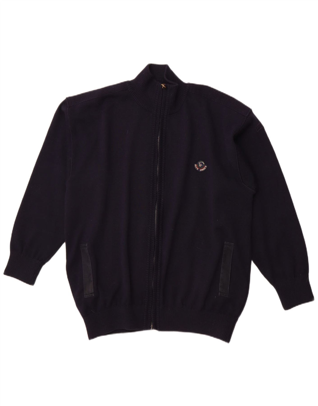 BLUE DRAKE Suéter tipo cárdigan para hombre XL Lana azul marino