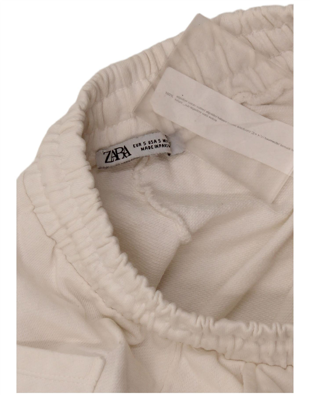 Zara Mujer Regular Hot Pants UK 8 Pequeño Algodón Blanco