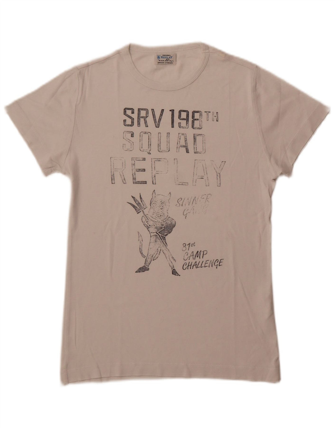 Replay Camiseta gráfica para hombre Top Small White Cotton