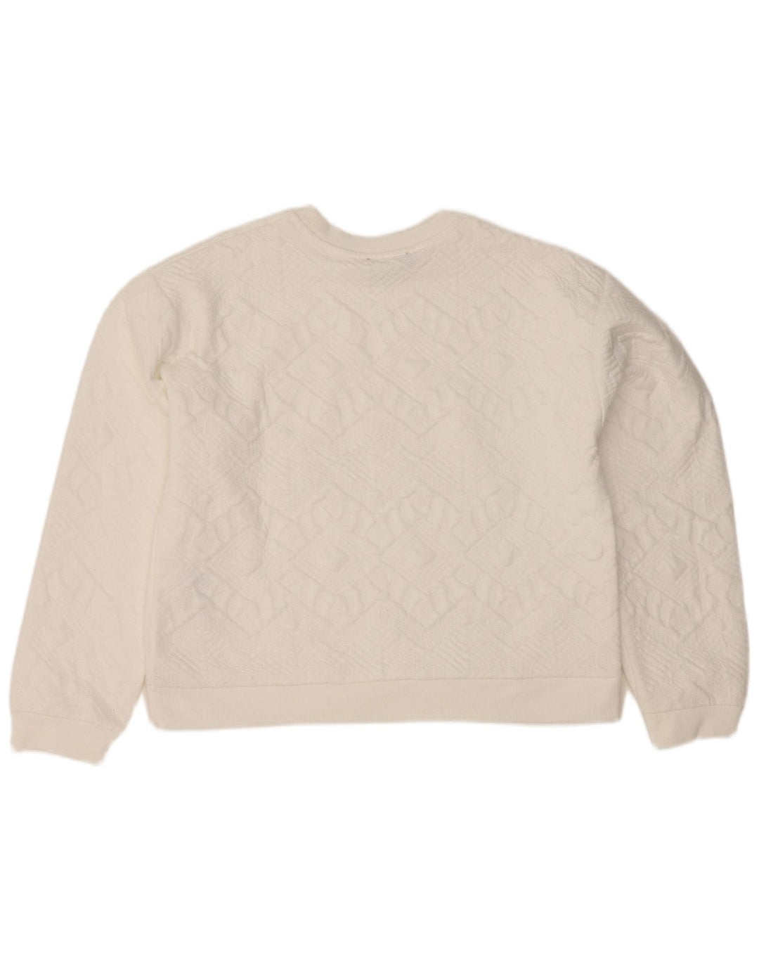Zara Mujer Crop Sudadera Extragrande Jersey UK 10 Small White Geométrico