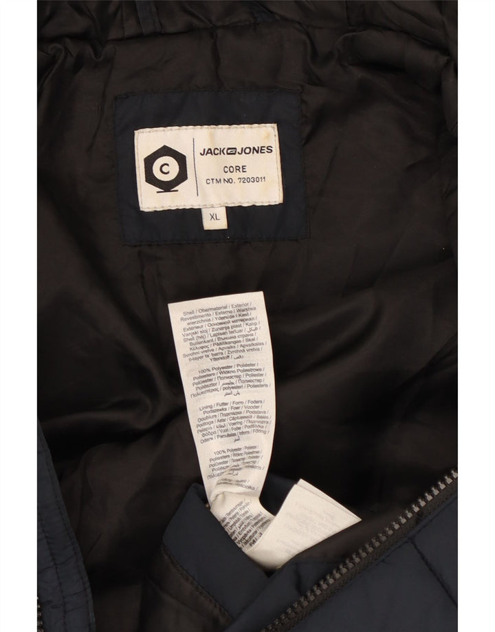 Jack & Jones Chaqueta acolchada con capucha para hombre UK 42 XL Azul marino Poliéster