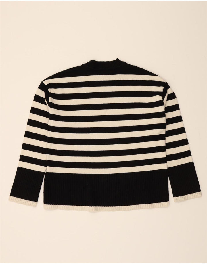 ZARA Womens Oversized Crew Neck Jumper Sweater UK 10 Small Black Striped Vintage Zara and Second-Hand Zara from Messina Hembry 