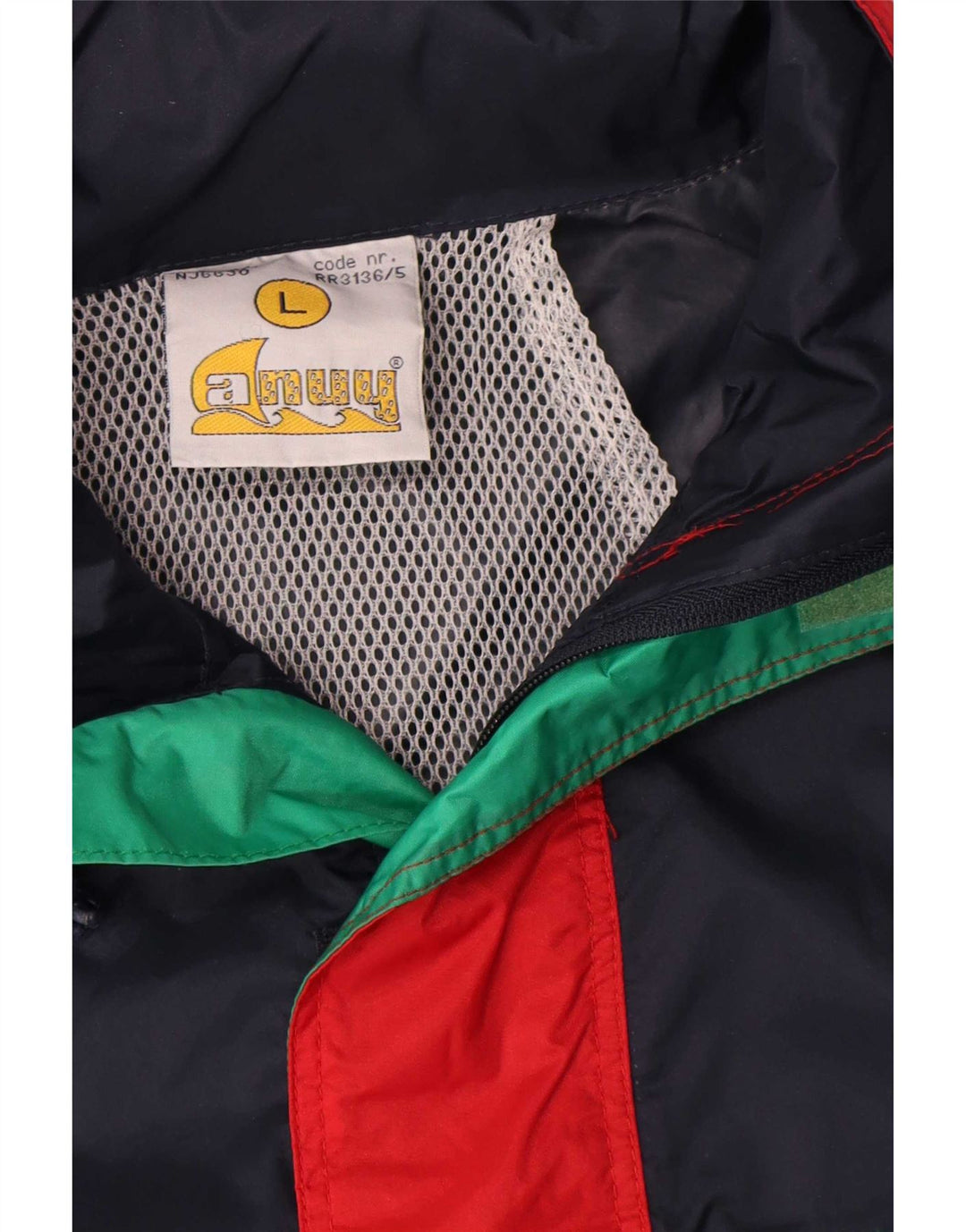 Anuy Chaqueta impermeable para hombre UK 40 Large Azul marino Colorblock Nylon