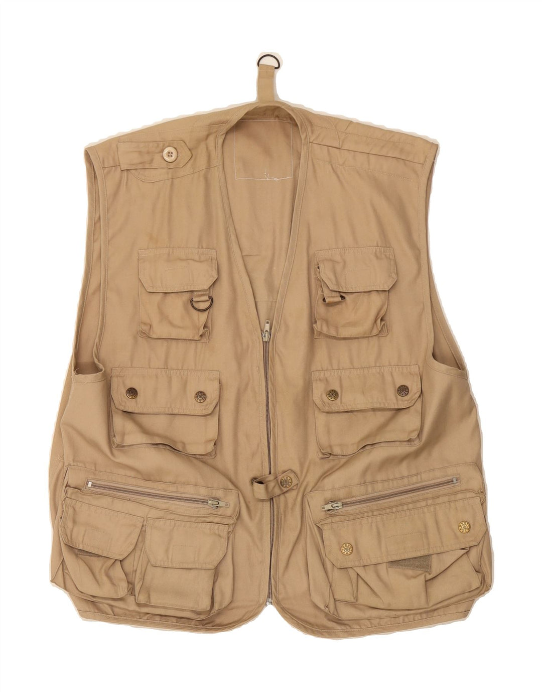 VINTAGE Mens Utility Gilet UK 38 Medium Beige Vintage Vintage and Second-Hand Vintage from Messina Hembry 