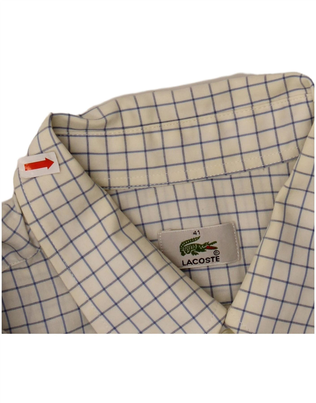 Camisa LACOSTE para hombre talla 41 Algodón a cuadros blanco grande