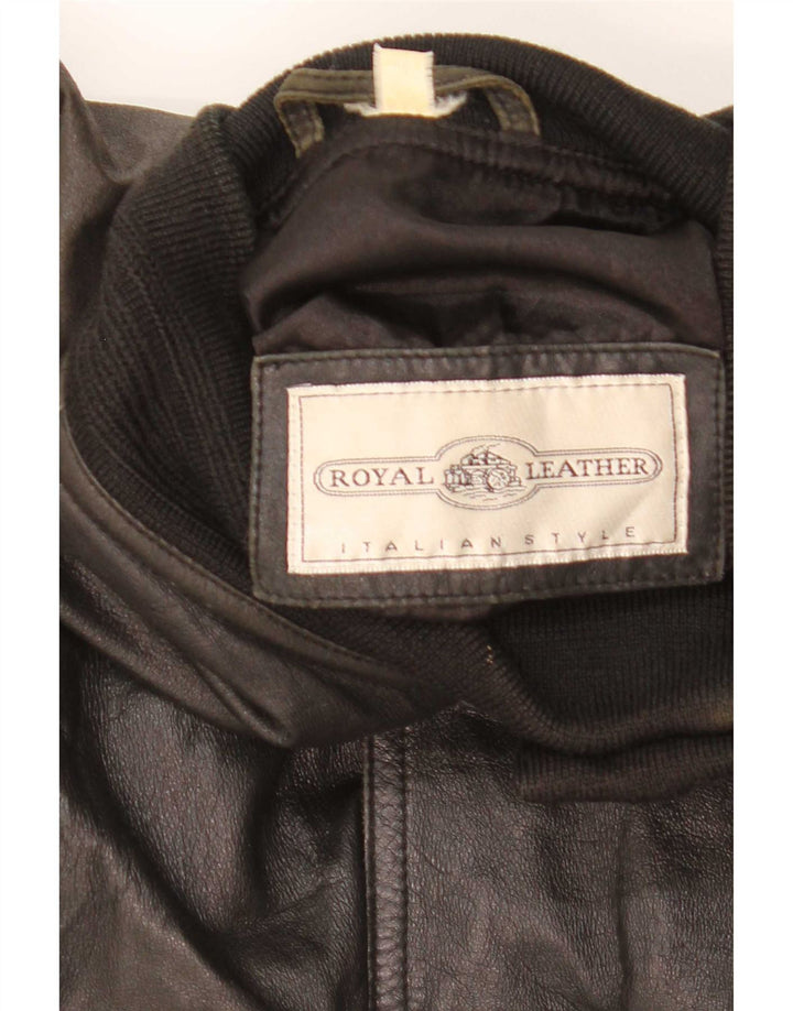 Vintage hombres bombardero chaqueta de cuero IT 46 pequeño cuero negro