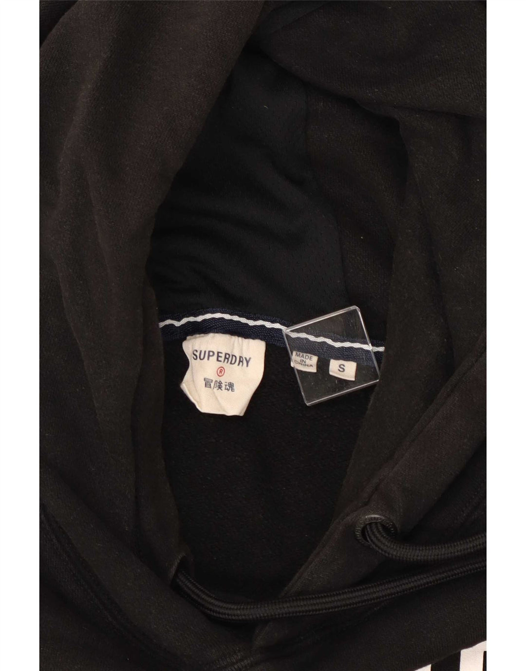 Superdry Jersey con capucha gráfica para hombre, talla pequeña, negro