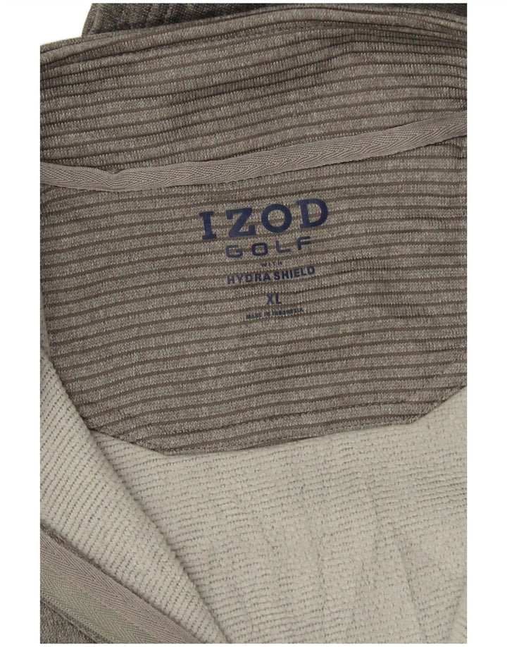 Izod Hombre Golf Zip Neck Jumper Sweater XL Gris Rayas
