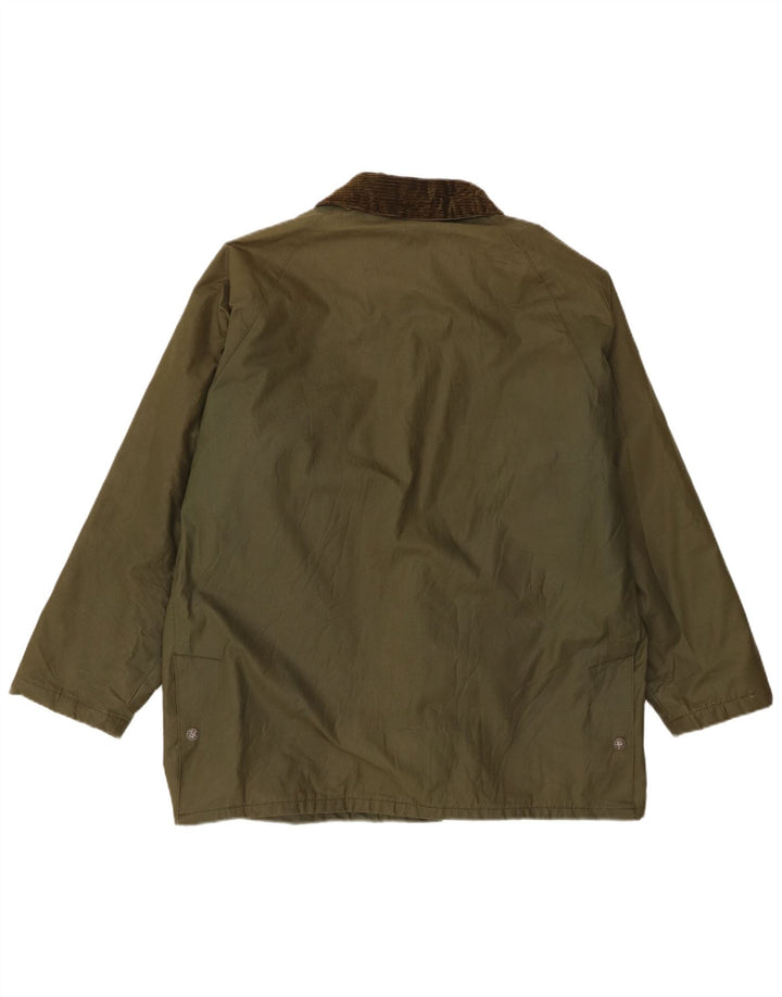 Carrera Chaqueta de algodón encerado para hombre Reino Unido 36 Pequeño Acrílico verde