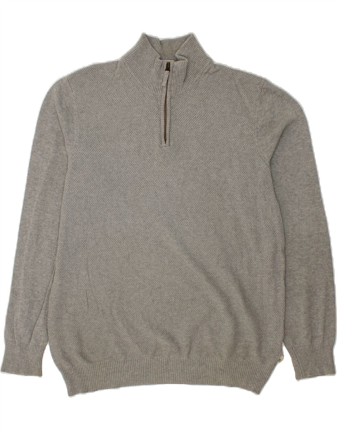 TIMBERLAND Mens Regular Fit Zip Neck Jumper Sweater Large Grey Cotton Vintage Timberland and Second-Hand Timberland from Messina Hembry 