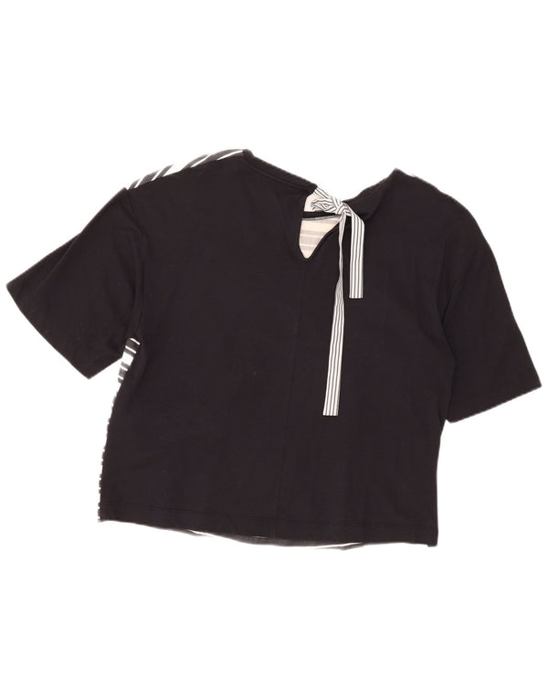 Max&Co. Camiseta corta con gráfico para mujer Top UK 46 Grande Algodón a rayas negras