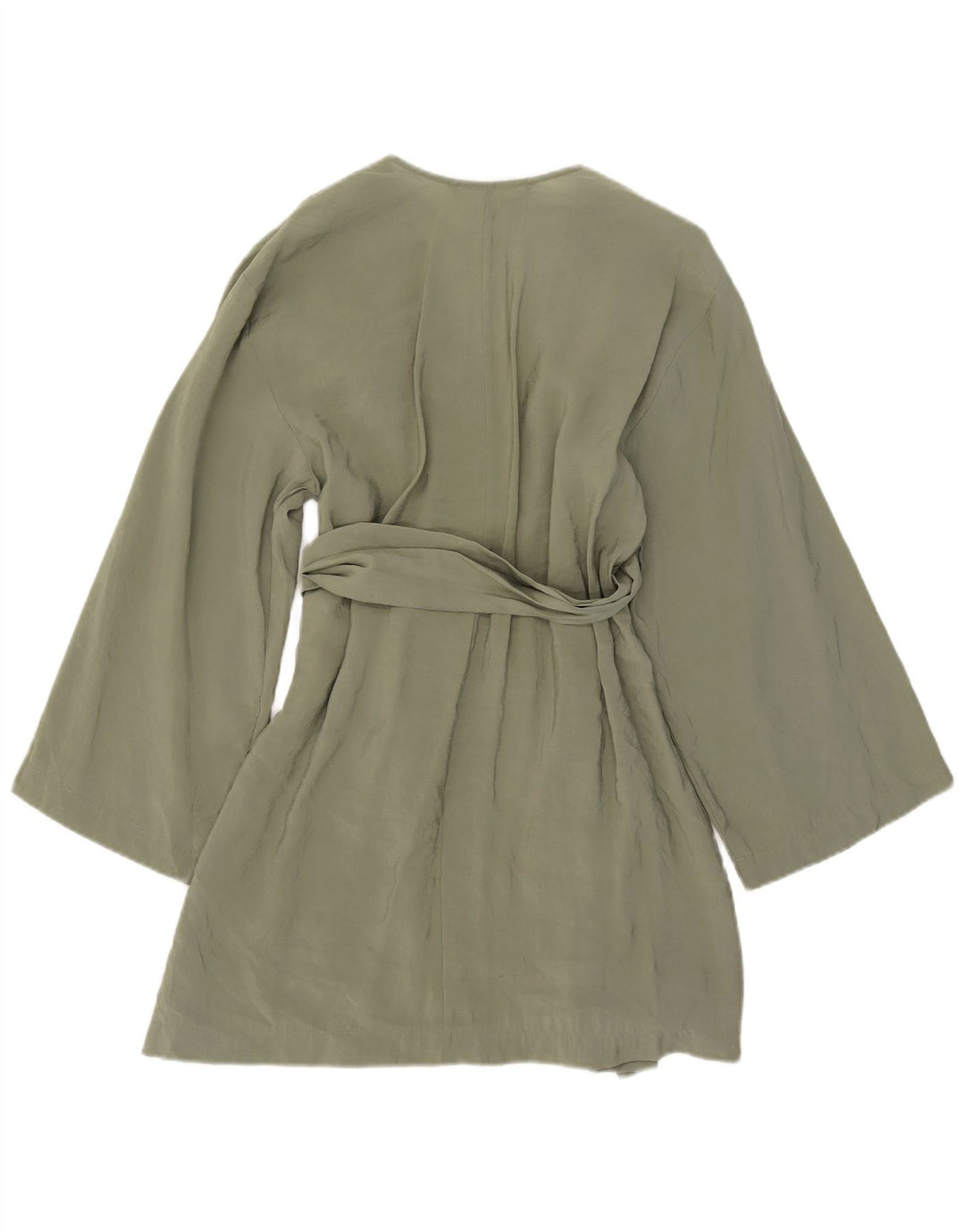 Zara Mujer Vestido Cruzado UK 10 Small Caqui Modal